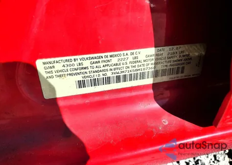 2008 Volkswagen Jetta S from USA, damaged, VIN 3VWJM71K58M107360